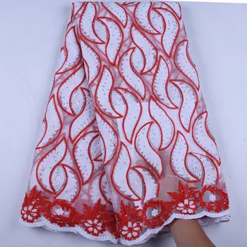 

African Lace Fabric 2019 Embroidered Nigerian Stones Laces Fabric High Quality French Tulle Lace Fabric For Women A1565