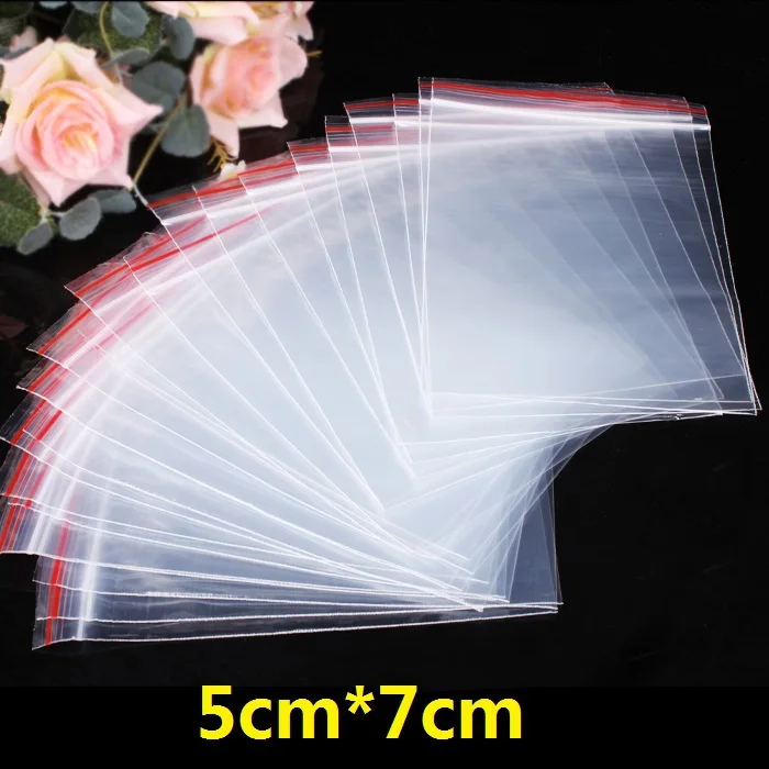 

100pcs/pack 5x7cm Jewelry Ziplock Zip Zipped Lock Reclosable Plastic Poly Clear Bags