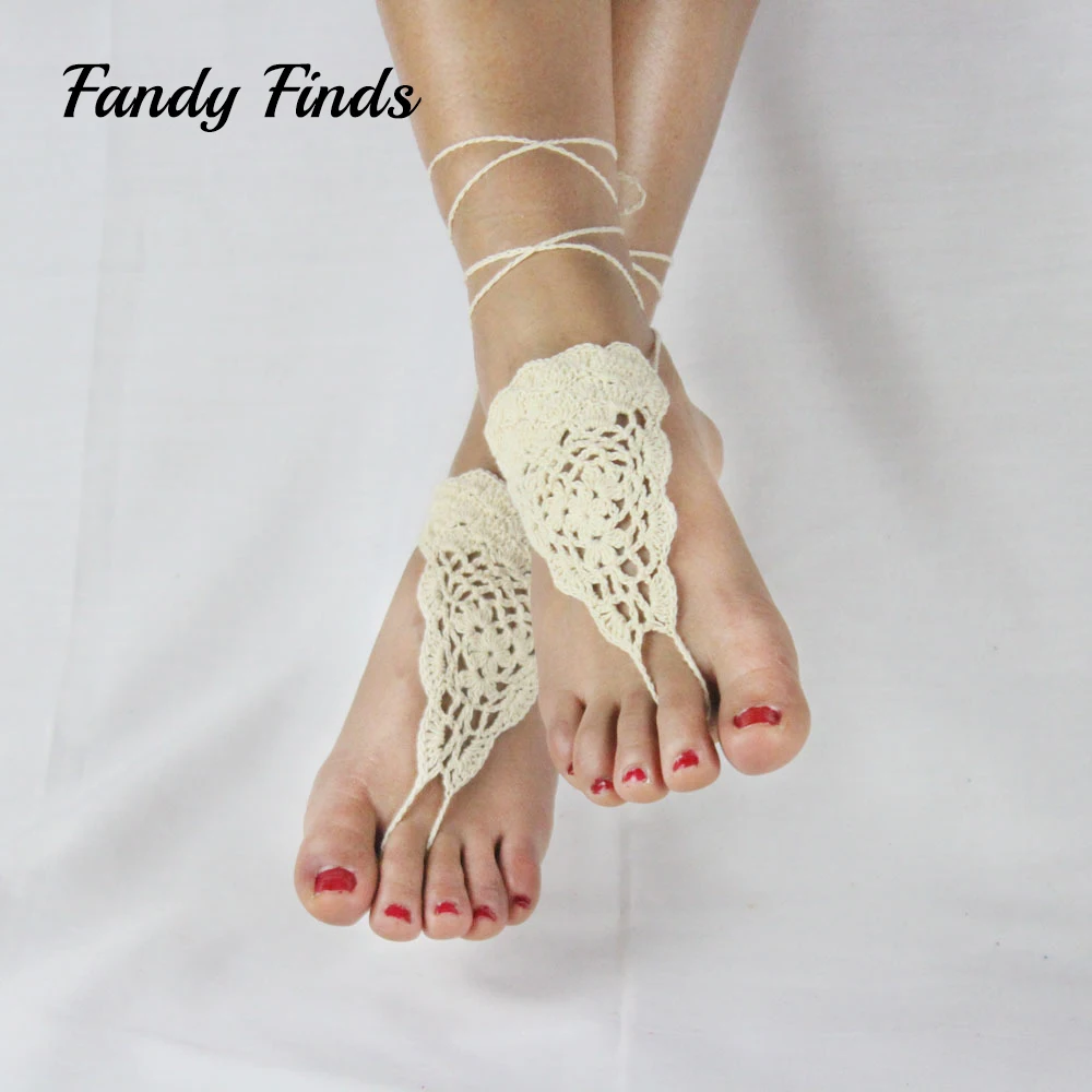 

Bohemia Style Handmade Women Summer Beach Footwear Crochet Decoration Wedding Dancing Diffuser Cut-outs Ladies Shoes Decoration