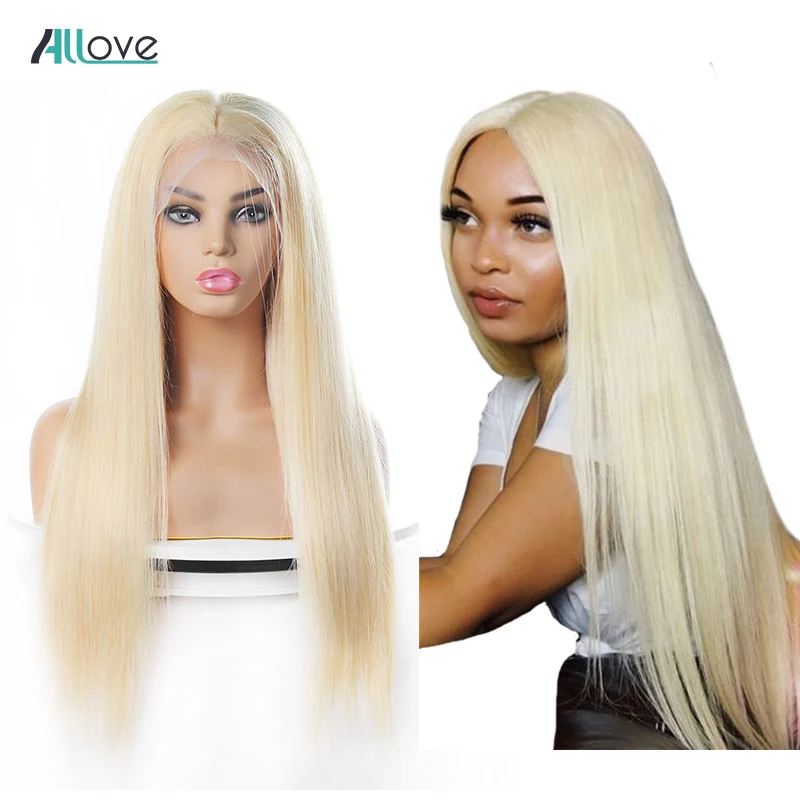 

Brazilian Straight Lace Front Human Hair Wigs Pre Plucked 10-28inch Allove 13X4 613 Blonde Lace Front Wig For Women Remy Hair
