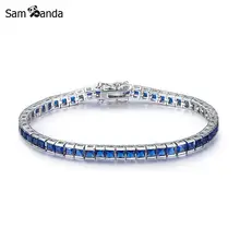 Кубический циркон браслет Femme Шарм теннис синий браслет и браслеты для женщин Свадебные ювелирные изделия Pulseras Mujer Рождественский подарок