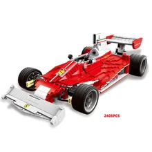 Voiture de rêve, logo de la maison d'italie, Ferra, champion de la vitesse, f1, voiture de course, briques de construction, bloc d'empilage, jouet de collection