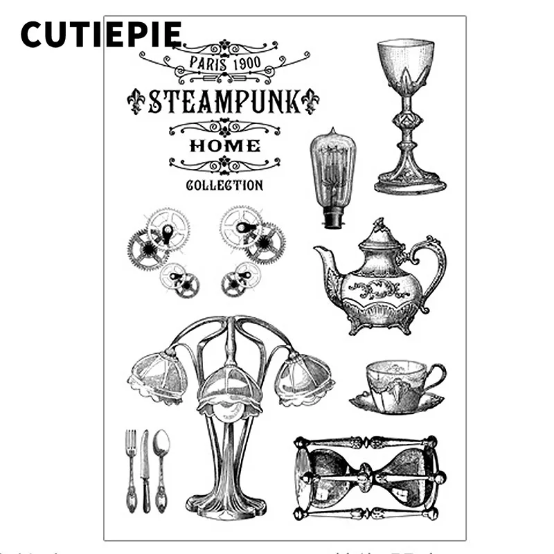 

Steampunk Home Collection Transparent Clear Stamps for Scrapbooking DIY Photo Album Embossing Folder Paper Template Decoration