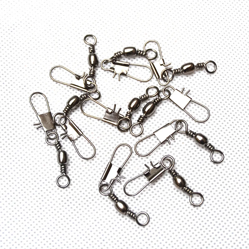 

50pcs Swivels Interlock Snap Fishing Lure Tackles Winter Fishing Gear Accessories Connector Fish Copper Swivel