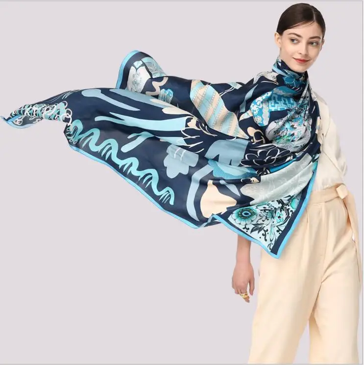 

Equtife 140*140cm Oversize Square Silk Scarf Luxury Brand 100% Silk Shawls Women Pashmina Elegant Coloured Scarves Neckerchief