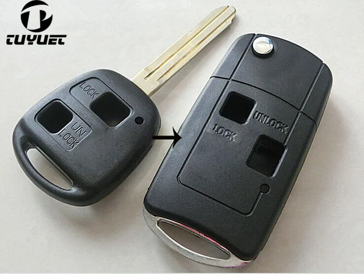 Tuyuet Modified Folding Flip 2 Buttons Remote Key Shell for Toyota Prado Ville Kami RAV4 Blank Car Case | Автомобили и мотоциклы