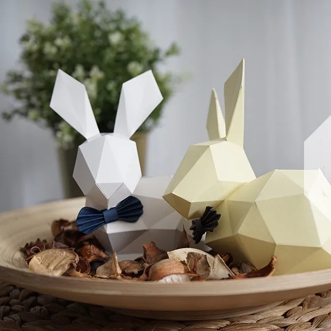 Прекрасный кролик лук Бумага 3D DIY материал ручной креативный декор для домашнего стола реквизит#1159 ручной работы милые геометрические бумажные фигурки