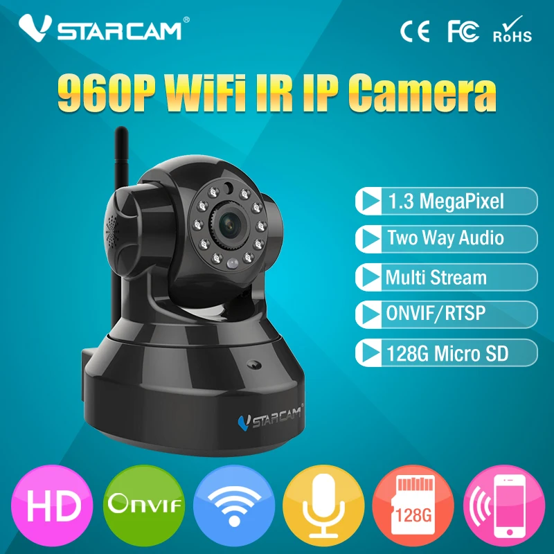 

VStarcam C37A Draadloze IP Camera Infrarood P2P WiFi CCTV Camera Pan/Tilt Webcam Indoor Camera Zwart Of Wit