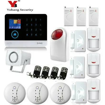 

YoBang Security Touch Keypad WiFi GSM Alarm Home Alarm Security Alarm System Android IOS App Smoke Fire Detector Sensor 433MHZ.