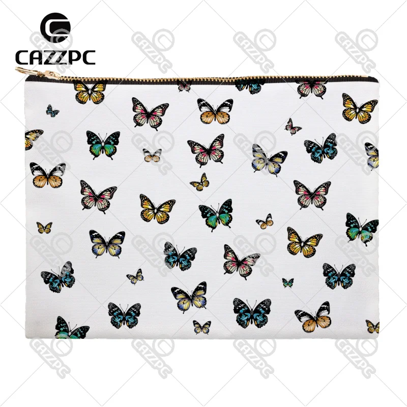 

Seamless Simple Beautiful Turquoise Butterfly Canvas Pattern Print Cosmetic Bag Makeup Pouch Wristlet Hand Bag