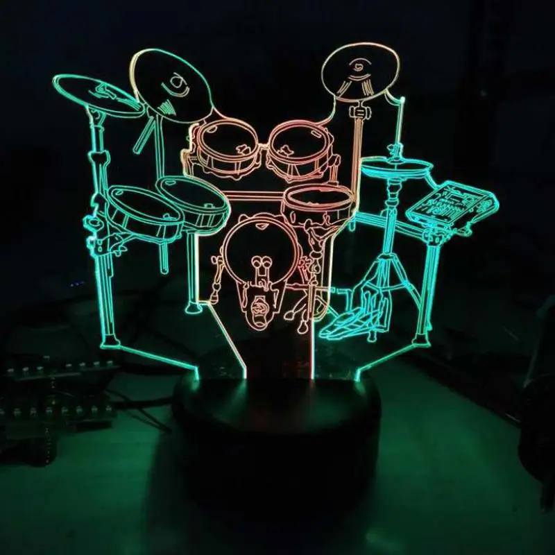 

Double Color Rack Drum 3d Vision Small Night Light Creative Seven Color Touch Charging Led Stereo Lamp Gift Atmosphere