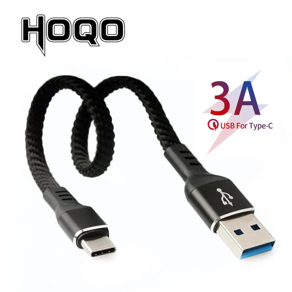 قصيرة usb-c شقة المعادن مزين شاحن يو اس بي كابل يو إس بي نوع c النايلون مضفر بيانات الحبل لسامسونج/سوني/ xiaomi الروبوت الهاتف