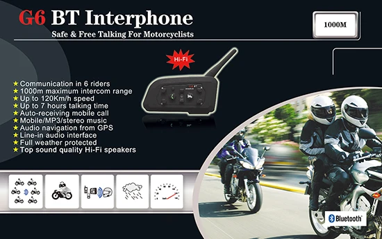 G6 2017 обновленная версия 2 шт мульти Bluetooth мотоциклетный шлем Интерком BT