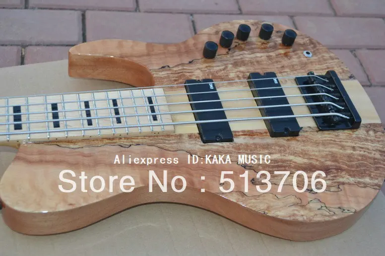 Custom Shop бас гитара 5 струны для электрической Басс натуральный один кусок шеи