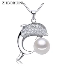 ZHBORUINI модное жемчужное ожерелье украшения естественный пресноводный жемчуг подвеска с изображением дельфина 925 пробы Серебряные ювелирные изделия для Для женщин