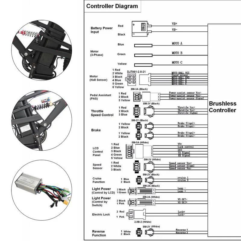 Clearance 210g 36V/48V 250W/350W 6 Tube 20A Brushless Imitation Torque Sine Wave Controller 0