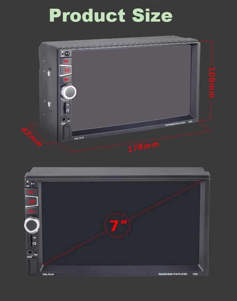 7''2Din автомобильное радио Bluetooth MP5 FM/TF/USB/AUX Стерео Зеркало Ссылка для Android gps