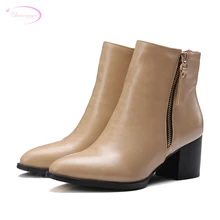 Chainingyee/пикантные ботильоны для отдыха с острым носком; модные женские ботинки для верховой езды на среднем каблуке с молнией; цвет коричневый, серый, черный