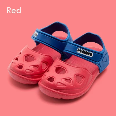 Children's Sandals Slippers Summer Baby Beach Shoes PU Baotou Shoes Girls Sports Children's Hole Baby Boy Sandals kids sandals - Цвет: Черный