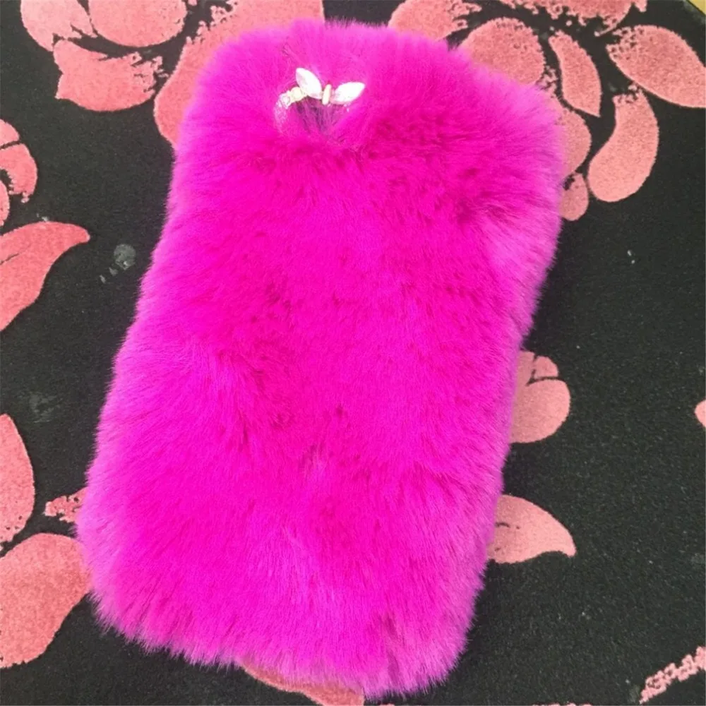 For iPhone Case Cover Fashion Fluffy Warm Soft Wool Rabbit Fur Phone Protection Shell for iPhone Series