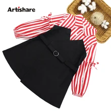 Платья для девочек, платье в повседневном стиле для девочек, платье в стиле пэчворк, платье в полоску, школьная одежда для девочек-подростков 6, 8, 10, 12, 13, 14 лет