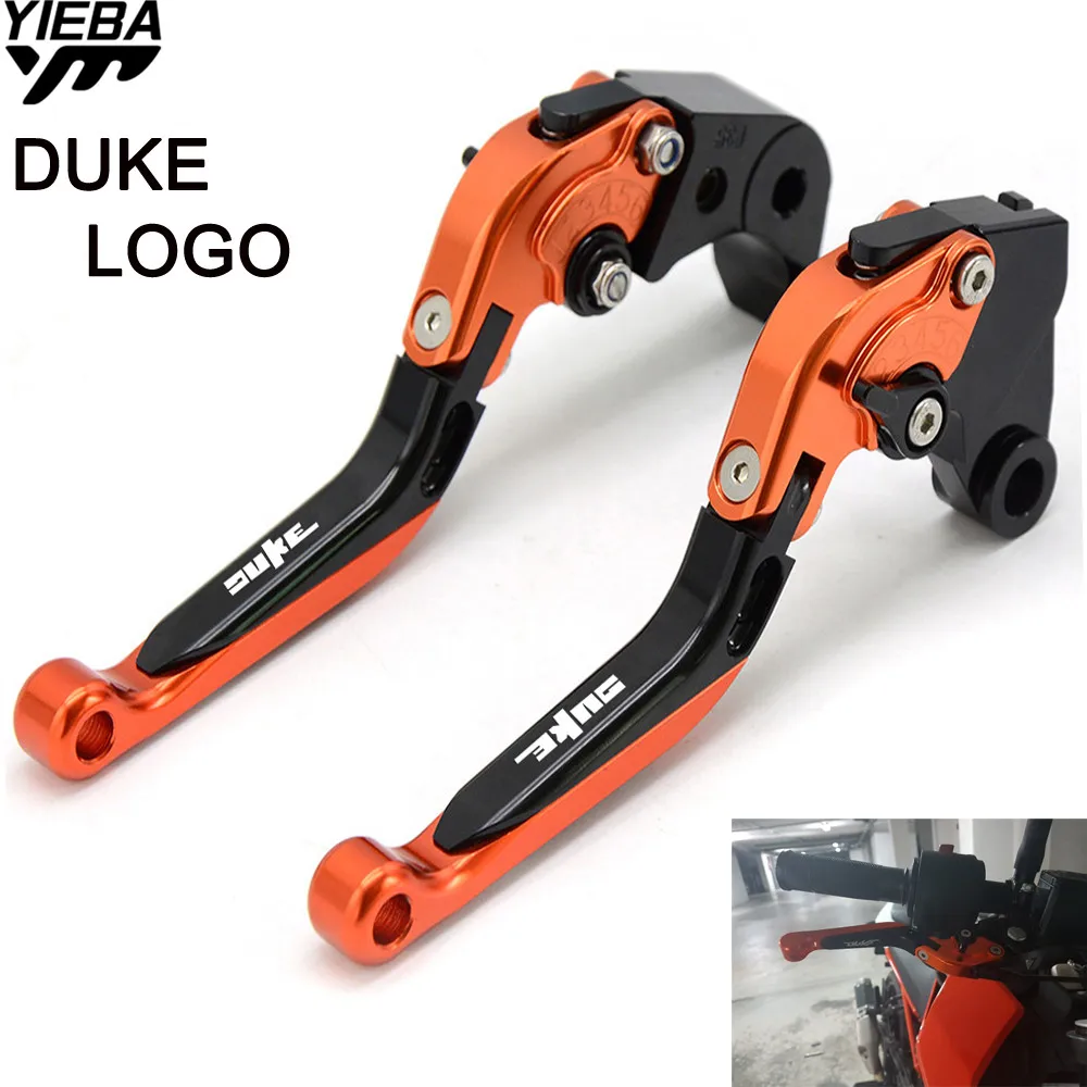 Motorcycle CNC Brake Handle Adjustable Folding Brake Clutch Levers LOGO For   690   R 690  R 690 R 2014 2015 2016