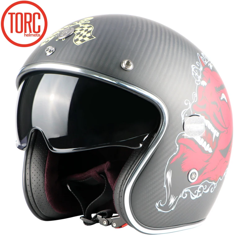 TORC new carbon fiber MOTO helmet casco capacetes vintage jet open face motorcycle helmets cafe