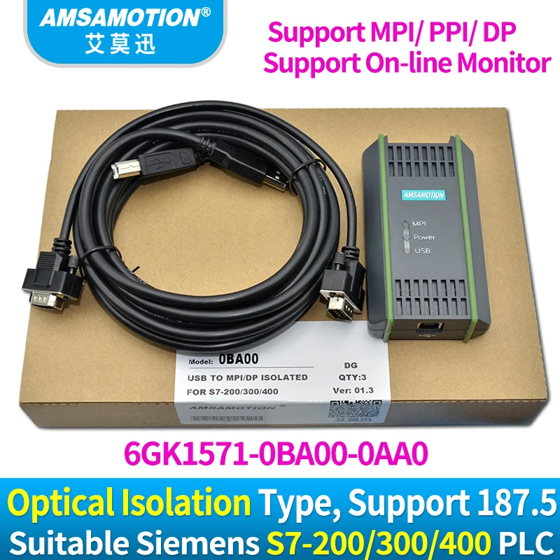  USB-MPI DP PPI for Siemens S7-200/300/400 PLC Programming Cable PC Adapter USB A2 6GK1571-0BA00-0AA