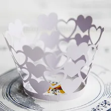 Фиолетовый полые кружева свадебное украшение для кексиков бумажные кексы чашки торт День рождения, детский душ бумага для выпечки