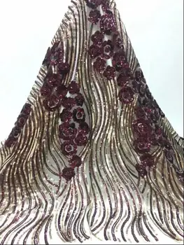 

Line embroidery French mesh high quality sequin embroidery African Nigeria lace for wedding dress ladies clothing