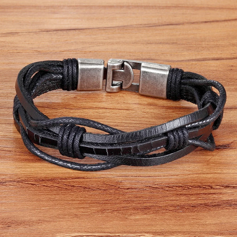 

2019 Fashion Novelty DIY Weave Leather Bracelets High Quality Sporty Bandage Charm Friendship Men's Chain & Link Bracelets