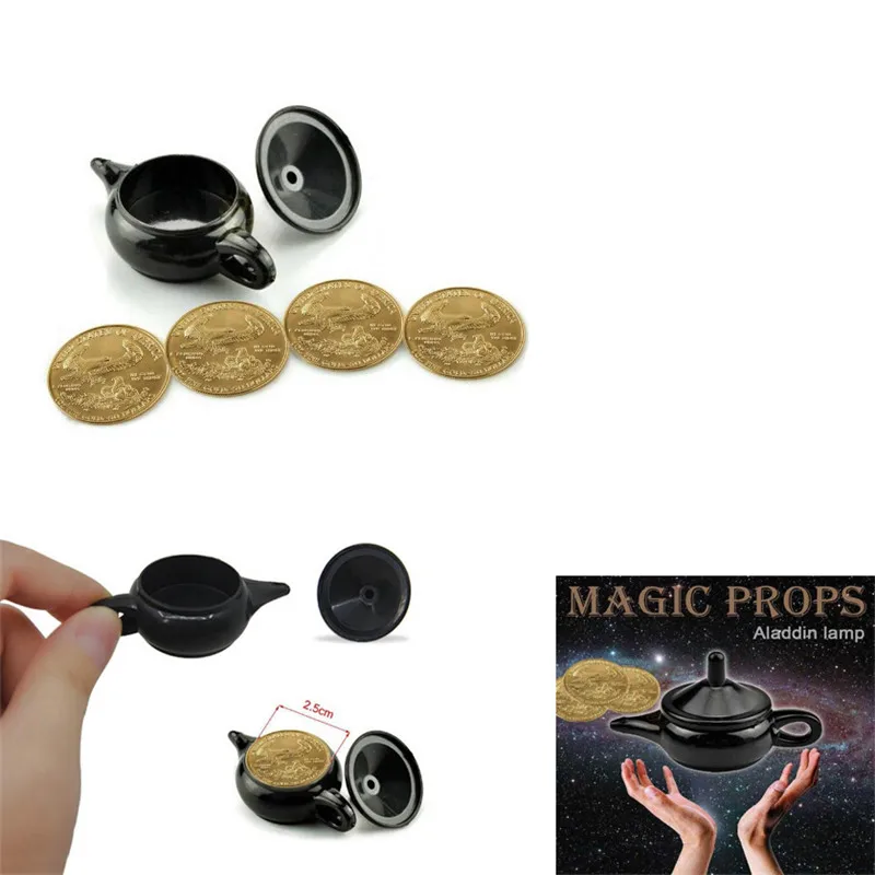 

Plastic Magnetic Legend Aladdin Magic Genie Light Magic Trick Professional Magician Coin Thru Lamp Magic Coin Props Easy To Do