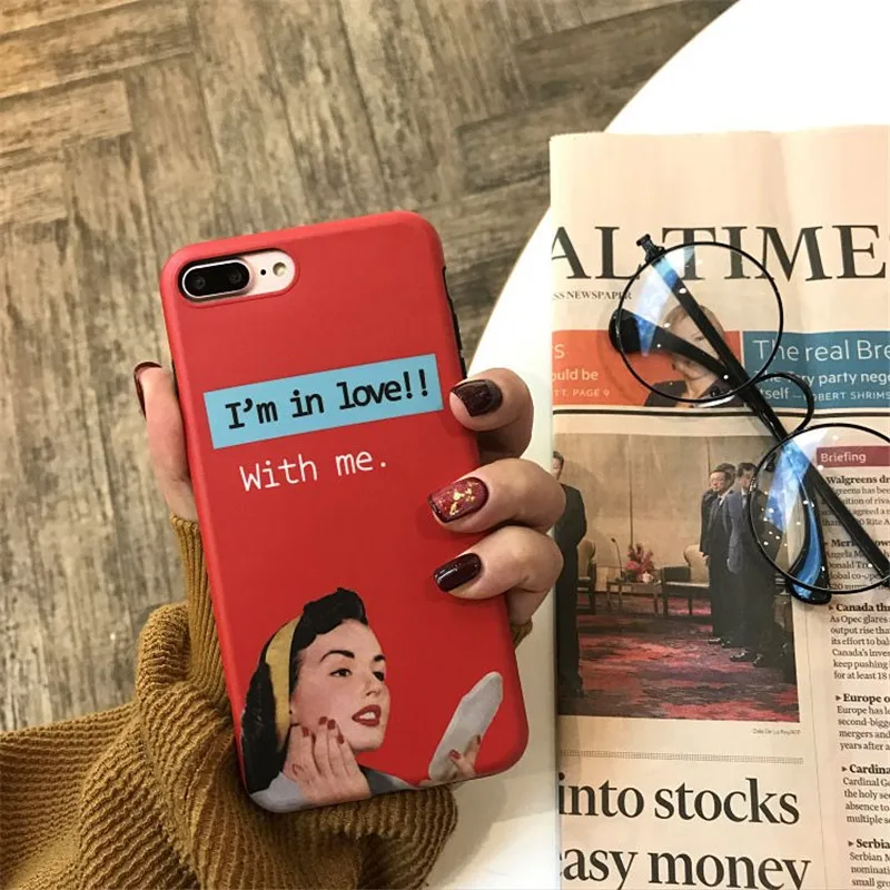 

Fashion Luxury European American Retro Pinup Girl Cute DIFIFFRBEAUTY Phone Case For iPhone 6 6S 7 8 8 Plus XSoft IMD Phone Cover