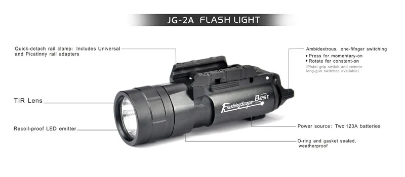 Lúmen à Prova de Intempéries Âmbito Pistola Revólver Arma Lanterna Piscando Led White Light Fit Picatinny Rail Universal 420 3 Esporte e Lazer