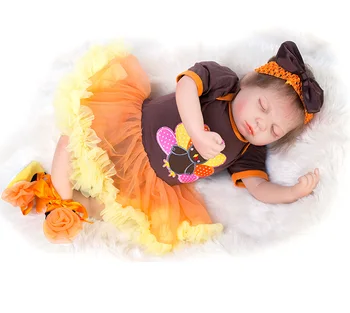 

NPK Realistic Newborn About 22" 52~55cm Handmade Lifelike Newborn Baby Doll Reborn Soft Silicone Vinyl Hair Rooted Gift for Girl