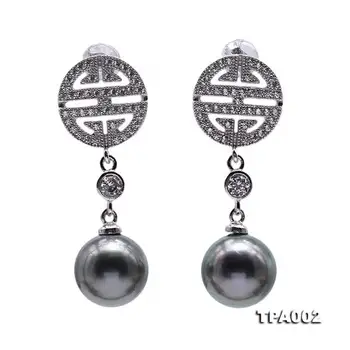 شراءالكمال 10 مللي متر الأسود جولة اللؤلؤ التاهيتي أقراط S925 فضة حجر الراين أقراط الساحرة النساء هدية مجوهرات