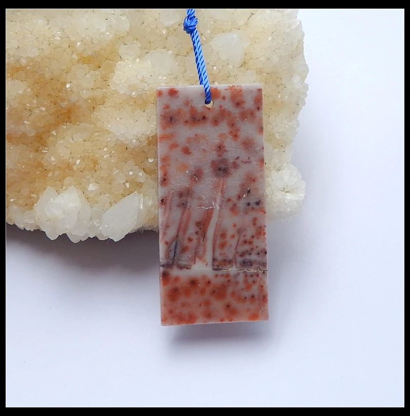 

Sale 1Pcs Nugget Ocean Jasper Gemstone Long Necklace DIY Jewelry Pendant Bead 48*22*3mm 9.51g