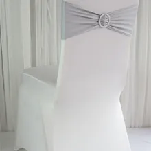 Серебряная эластичная лента для стула, украшение для свадебного банкета/спандекс, пояс для покрытия стула/лайкра стрейч на стул