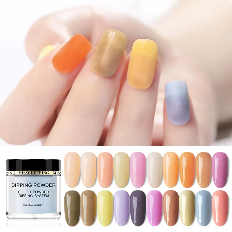 

10g Nail Art Dipping Powder Nude Color 3.2*3cm Box Pink Yellow Blue Nail Glitter Rub Dip Finger Into Pigment Powder NHD