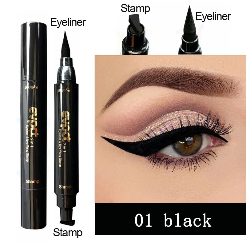 7 Colorful Liquid Eyeliner Stamp Pencils Double-Headed Thin Wing Seal Waterproof Makeup Eye Liner Blue Black Brown TSLM1