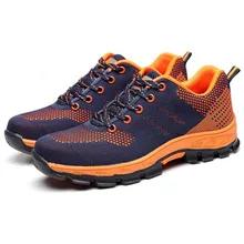 Защитная обувь со стальным носком, обувь для мужчин, Рабочая обувь, Мужская дышащая сетка, Размер 12, износостойкая обувь YXZ010