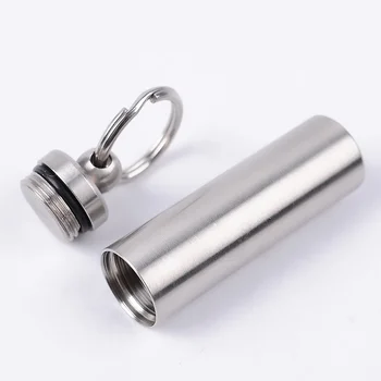 

Portable Waterproof Box Stainless Steel Pill Medicine Storage Case Holder Container Capsule First Aid Key Ring Keychain New