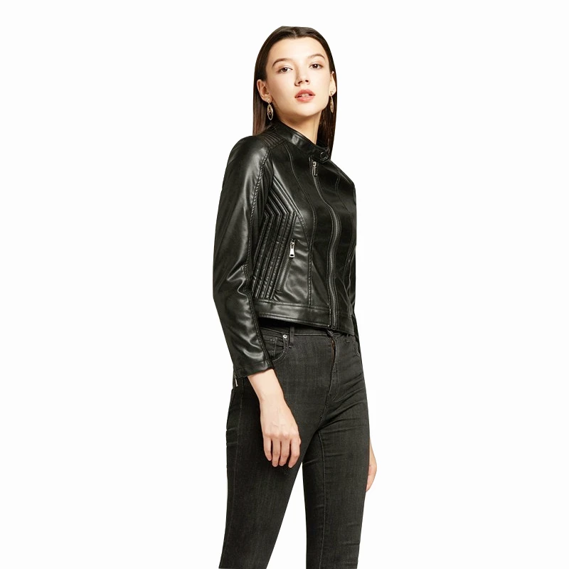 NXH Leather Jacket Women Spring Autumn Biker jacket Plus Size Fashion Faux Leather coat Soft Pink Jaket jaqueta de couro