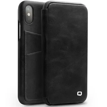 

QIALINO leather case for iPhone X 10 with business card holder Slim flip case premium accessory cover for X