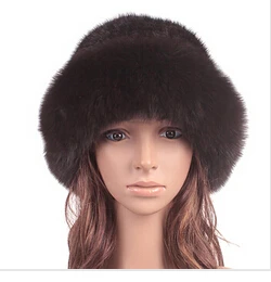 Роскошные меховые шапки-бомберы из натуральной лисы на осень и зиму, женские роскошные шапки, стильные шапки из натурального меха для женщин - Цвет: Black