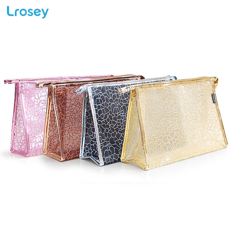 Shining Lace Makeup Organizers New transparent waterproof wash bag ladies PVC Cosmetic storage bags handbag travel cosmetic bag