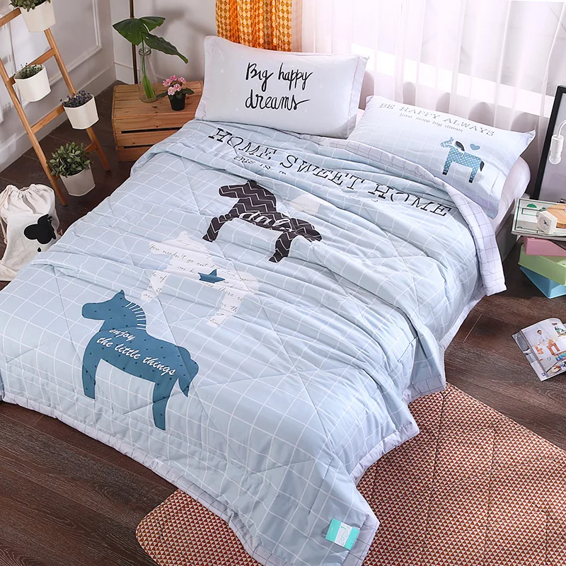 

Cartoon Black Pony Pattern 1PCS 100% Cotton Bedspread Quilt/Summer Duvet Quilt/ 200x230cm Cotton Bed Cover Bedding Summer Quilt