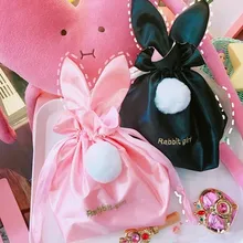 Принцессы Sweet Лолита сумка Японский three-dimensional меховые наушники потянув веревку вышивка волосы ball косметичка BAG160