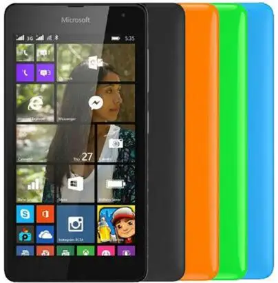 Оригинальный разблокирована Nokia Lumia 535 quad core Dual SIM Сотовые телефоны 5,0 "сенсорный экран 5MP камера 3g окно мобильного телефона