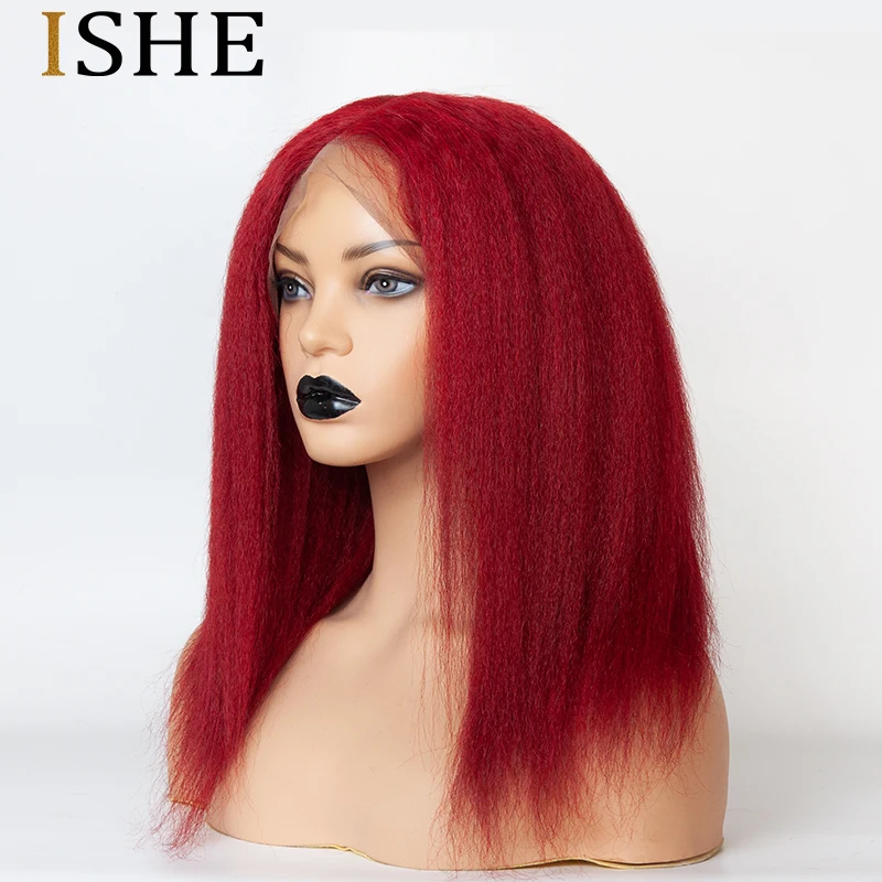 Красного цвета Full Lace кружева передние человеческие волосы парики с детскими волосами предварительно вырезанные с детскими волосами бесклеевой 13x6 передние парики для чернокожих Для женщин волосы Remy